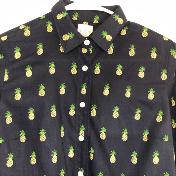 J.Crew Factory Pineapple Print "The Perfect Shirt" XS - Picture 3 of 6